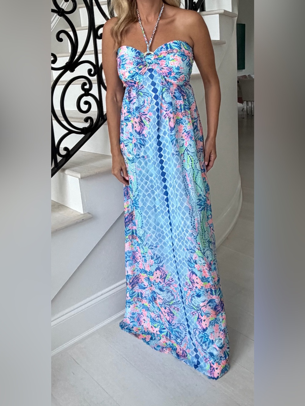 Lilly Pulitzer Blue Multi Floral Maxi Dress NEW WITH TAGS!!!